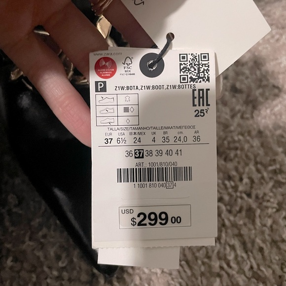 Zara Heeled Leather Knee High Boots With Chain Detail - Picture 12 of 16